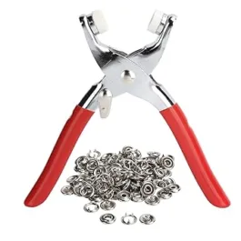 Snap Fasteners Kit Tool | Metal Snap Buttons Rings with Fastener Pliers Press Tool Kit for for Sewing and Crafting (Multicolor)