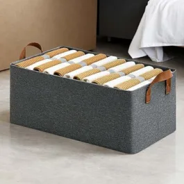 Foldable Clothing Storage Bin Collapsible Laundry Hamper Toy Storage Thick Portable Large Folding Storage Basket | 47 x 28 x 20 Cm | Cloth | Grey