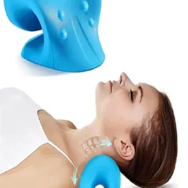 Neck Relaxer | Cervical Pillow for Neck and Shoulder Pain | Cervical Traction Device for Neck Pain Relief Product Kit | Neck Cloud Massager | Medical Grade Material | Sky Blue (sky blue)