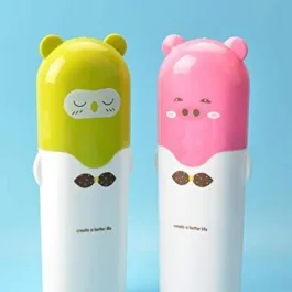 Plastic Cartoon Shaped Traveling Portable Cylindrical Toothpaste, Toothbrush, Pen Stationery Holder/Storage Box, Medium, Multicolour -2 Pieces