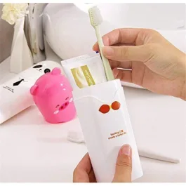 Plastic Cartoon Shaped Traveling Portable Cylindrical Toothpaste, Toothbrush, Pen Stationery Holder/Storage Box, Medium, Multicolour -2 Pieces