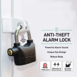 Alarm Security Lock for Home and Office Door with Motion Sensor and 3 Keys (Black) (Pack of 1 Pcs)