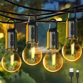 Rechargeable Camping Hanging Bulb Light Unbreakable | Decorative Hanging Bulb with 3 Modes Tent Lamp for Camping | USB C Rechargeable with Hook Emergency Lamp Light (Pack of 1)