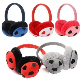 Kids Winter Earmuffs Football Adjustable Soft Plush Faux Fur Ear Warmers for Girls & Boys PACK OF 2