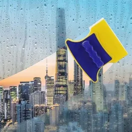 Wishbone Magnetic Window Cleaner Double-Side Glazed Two Sided Glass Cleaner Wiper with 2 Extra Cleaning Cotton Cleaner Squeegee Washing Equipment Household Cleaner (Full)