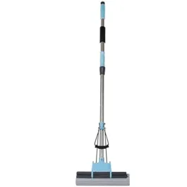 Floor Cleaning Squeeze Mop with Adjustable Telescopic Stainless Steel Handle Squeegee Absorber Sponge Cleaner for Home Kitchen Bathroom