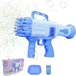 Big Size, 32 Holes Bubble Gun with Solution, Rocket Boom Bubble Makers for Kids. Multicolor