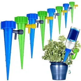 Plastic 7 Pcs Drip Irrigation Kit For Home Garden, Self-Watering Spikes For Plants, Automatic Plant Water Dropper With Slow Release Control Valve Switch Drip Irrigation System