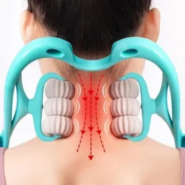 6 Wheel Dual Pressure Point Cervical Neck Massager Pinpoint Roller Neck Spine Massage Tool Relaxer Handheld Roller Therapy Neck Acupoints 360° Adjustment