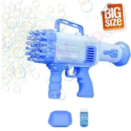 Big Size, 32 Holes Bubble Gun with Solution, Rocket Boom Bubble Makers for Kids. Multicolor