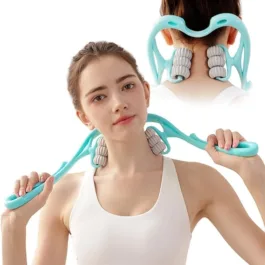 6 Wheel Dual Pressure Point Cervical Neck Massager Pinpoint Roller Neck Spine Massage Tool Relaxer Handheld Roller Therapy Neck Acupoints 360° Adjustment