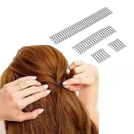 U Shape Hair Finishing Fixer Comb, Invisible Hair Holder, U Pin Hair Clips, Hair Updo Accessories for Small Broken Hair, Fringe Hair Comb for Women And Girls, Black, Combo