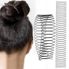 U Shape Hair Finishing Fixer Comb, Invisible Hair Holder, U Pin Hair Clips, Hair Updo Accessories for Small Broken Hair, Fringe Hair Comb for Women And Girls, Black, Combo