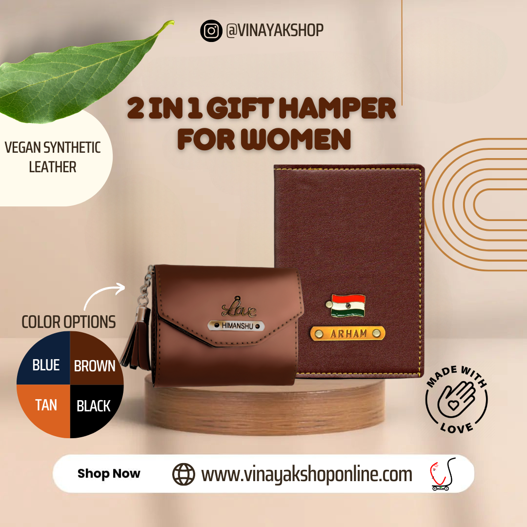2 In 1 Gift Hamper  For Women Small Clutch Wallet , Passport Cover