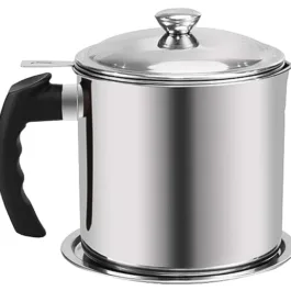 Oil Strainer Pot Grease Can – Stainless Steel Cooking Grease Container,Reuse Oil Storage (Best Oil Shaver) Can Container with Removable Filter Anti-Scalding Handheld, Lid for Cooking Oil