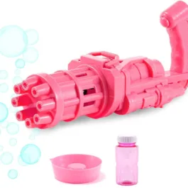 8 Hole Electric Gatling Bubble Gun for Kids with Soap Solution Indoor and Outdoor Toys for Toddlers Bubble Maker Gun Machine for Girls, Boys and for Parties (Multicolor, 3+ Year)