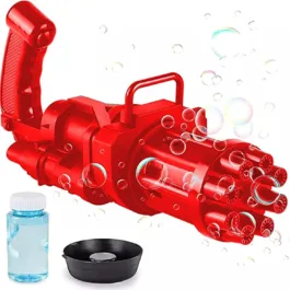 8 Hole Electric Gatling Bubble Gun for Kids with Soap Solution Indoor and Outdoor Toys for Toddlers Bubble Maker Gun Machine for Girls, Boys and for Parties (Multicolor, 3+ Year)