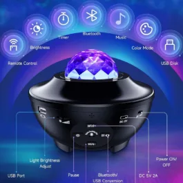 Star Night Light Projector, 3 In 1 Led Galaxy Projector With Remote Control/Bluetooth Speaker/Timer/Sound Activated 10 Colors Mixed Ocean Wave Projector