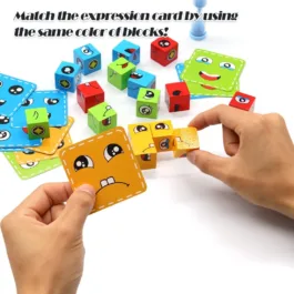 Face Changing Game for Kids, Smiley Face Emoji Cube for Kids, Learning & Educational Blocks Expressions Puzzles Emotion Change Toy with 16 Face Cube and 72 Cards for Kids (Multi Color)