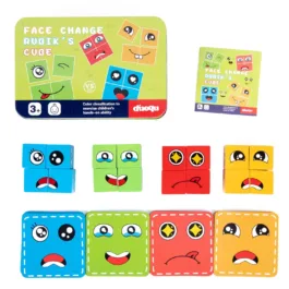 Face Changing Game for Kids, Smiley Face Emoji Cube for Kids, Learning & Educational Blocks Expressions Puzzles Emotion Change Toy with 16 Face Cube and 72 Cards for Kids (Multi Color)