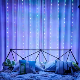 Waterfall Curtain String Led Light White Color with 180 Led,8 Modes for Decoration (Multicolor, 10X10 Feet)