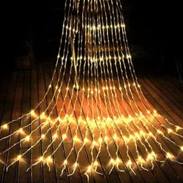 Waterfall Curtain String Lights – 180 Warm White LEDs, 8 Modes, 10×10 Feet, 3 Meters – Perfect for Decoration
