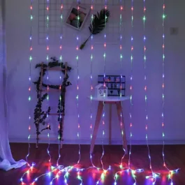 Waterfall Curtain String Led Light White Color with 180 Led,8 Modes for Decoration (Multicolor, 10X10 Feet)