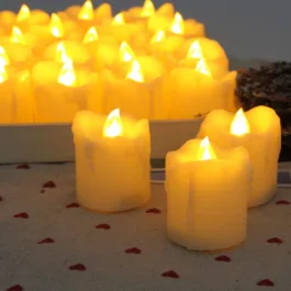 Flameless LED Melting Candles Warm White Battery Powered Fake Candles, Diyas, Realistic Tea Light Candle – Pack of 24