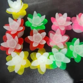 Plastic Flower Petal Flower-Shaped Multi-Color LED Tealight Candles – Rechargeable, Replaceable Battery, Flameless for Diwali, Wedding, Party, Birthday, and Event Decor (Set of 12)