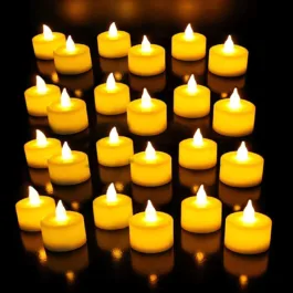 LED Tea Light Candles Warm White Diwali Christmas Home Decoration Candle Light Dinner Real Look Candle Pack of 24