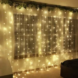 Waterfall Curtain String Lights – 180 Warm White LEDs, 8 Modes, 10×10 Feet, 3 Meters – Perfect for Decoration
