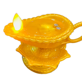 Ganga Jyoti Water Sensor LED Diyas – Pack of 4 Golden Flameless E-Diya with Handle | Battery-Powered, Smokeless, Eco-Friendly Decorative Lamps for Diwali, Pooja, Festivals & Home Decor