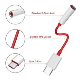 Type C to 3.5 mm Jack Audio Connector Converter, Noise Cancelling Headphones Jack Converter