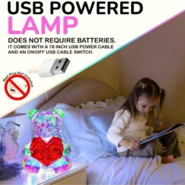 Glowing Teddy Bear Night Light with Heart Night Lamp for Bedroom, Night Lamp for Kids, Cute Teddy Bear Night Lamp, Kids Room Decor, Birthday Gifts, Lamp for Kids, USB Powered (LED Teddy Bear)