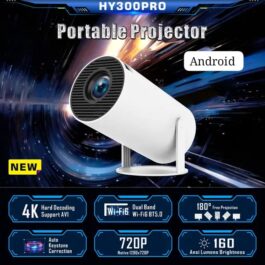 Smart Mini Projector with WiFi 6 and Bluetooth, Auto Keystone Outdoor Movie Projector 1080P Full HD Support, Big Screen Portable Home Projector for Phone/TV Stick/Laptop